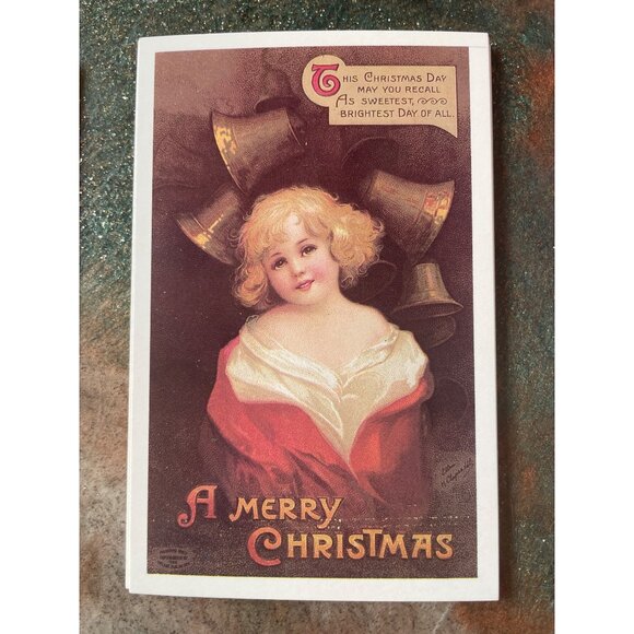 Vintage Victorian Christmas & New Year Postcards Set Girls Boys Santa Angels - Picture 9 of 11
